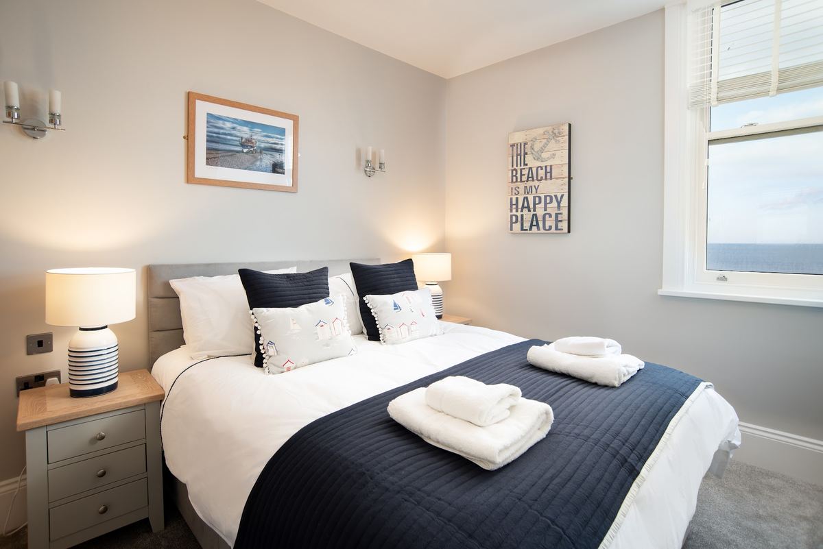 A double bedroom in one of the 5leys Filey properties