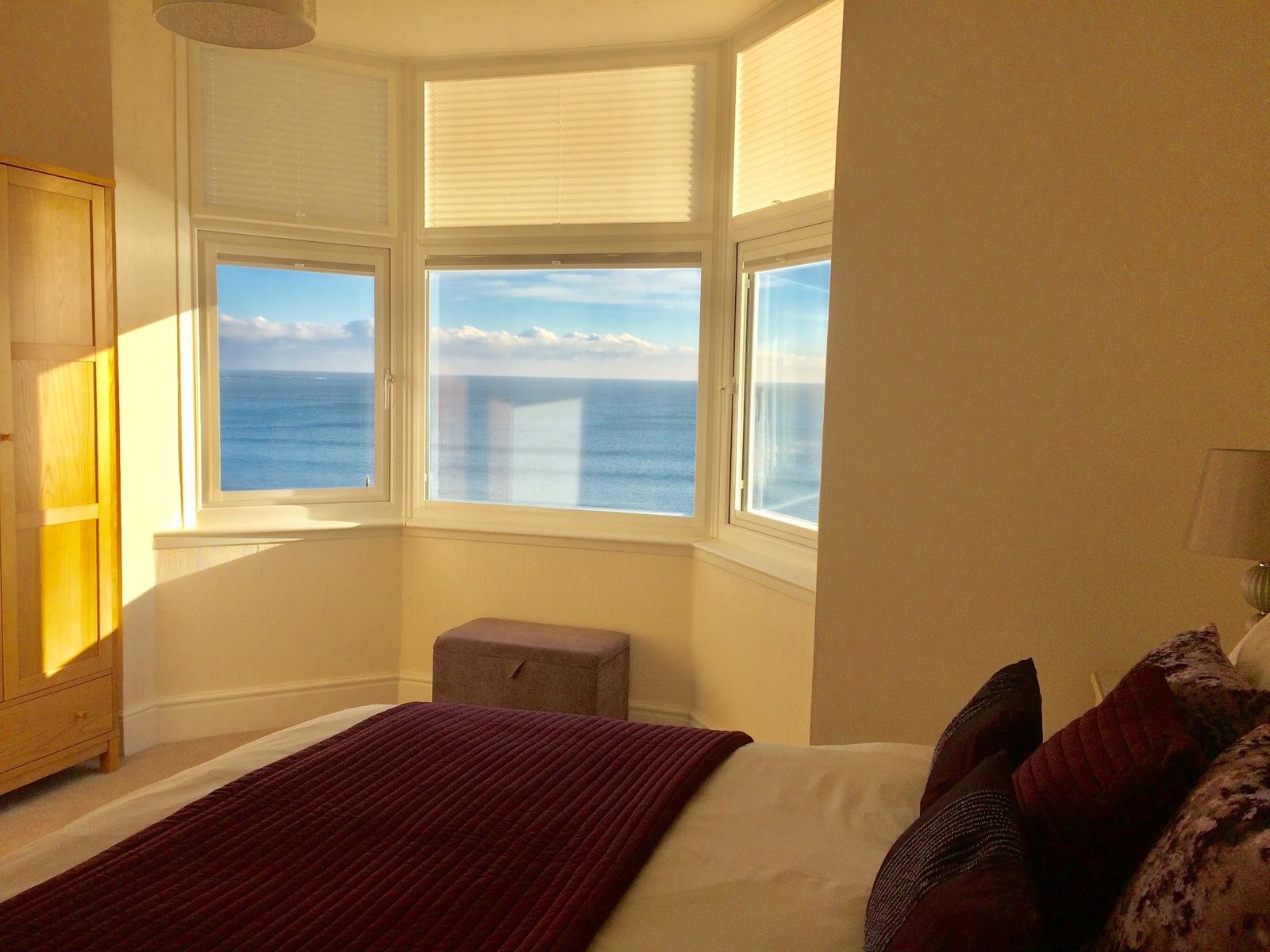 A bay window looking out to sea, from one of the 5leys properties in Filey